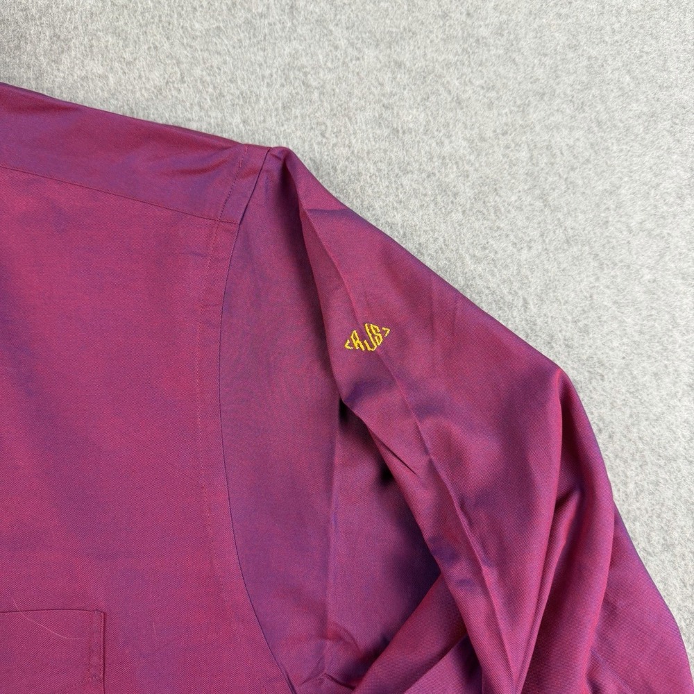 Vintage Brooks Brothers 17-34 Burgundy Cotton French Cuff Dress Shirt Mens XL - Picture 3 of 8